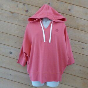 NEW Roots Canada Coral Orange 100% Cotton Short Sleeve Hooded Hoodie Sweatshirt